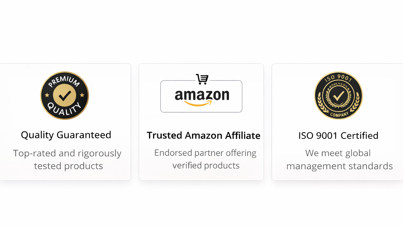 Three certification logos on a white background with text describing each certification.